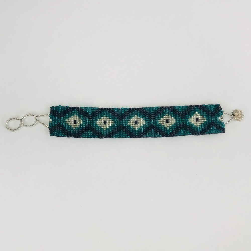 New! Handmade Evil Eye Glass Beaded Colombian Boho Tribal Bracelet
